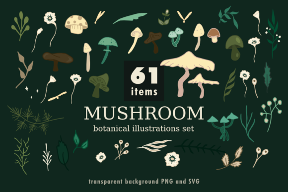 Download Mushroom Botanical Illustrations Set. - Botanical illustrations Collection