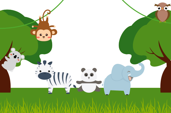 Download Cute Jungle Animals in Cartoon Style - Premium Resources