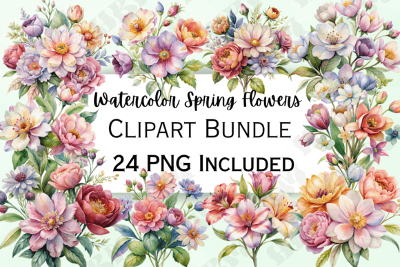 Download Watercolor Spring Flowers Clipart - Spring flowers Collection