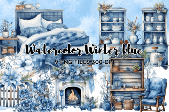 Download Christmas Blue Cozy Home Winter Clipart - Winter Collection