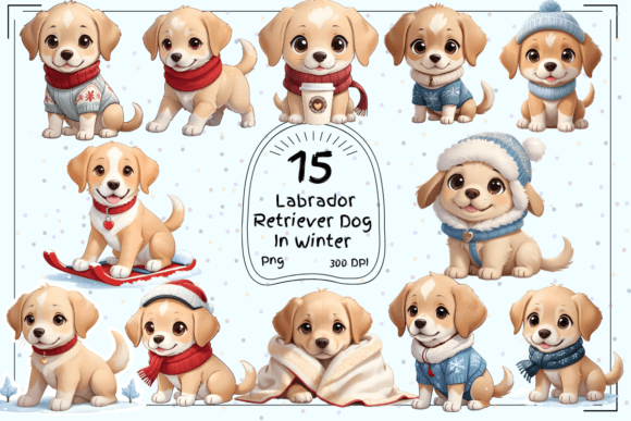 Download Labrador Retriever Dog in Winter Clipart - Winter Collection