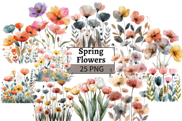 Download Watercolor Spring Flowers PNG Clipart - Spring flowers Collection