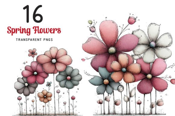 Download Whimsical Spring Flowers Clipart - Spring flowers Collection