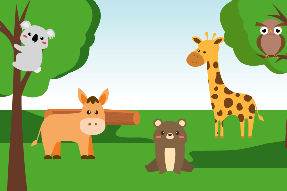 Download Cute Jungle Animals in Cartoon Style - Cute jungle animals Collection