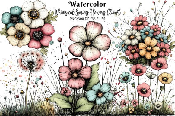Download Whimsical Spring Flowers Clipart - Spring flowers Collection