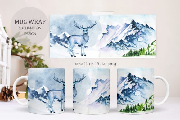 Download Cute Reindeer Winter Mugs 11oz 15oz PNG. - Winter Collection