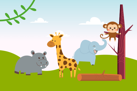 Download Cute Jungle Animals in Cartoon Style - Premium Resources
