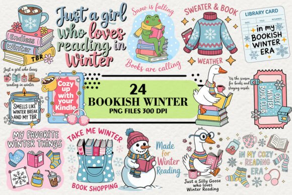 Download Kawaii Bookish Winter Clipart Bundle - Winter Collection