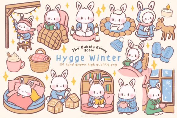 Download Kawaii Bunny Hygge Winter Clipart - Winter Collection